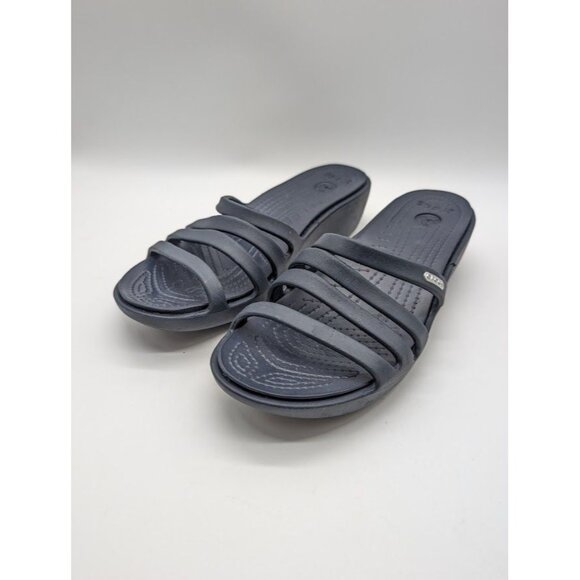 CROCS Rhonda Strappy Wedge Sandals Women's Size 8 Slip On 14706 Comfort Summer - Picture 1 of 6